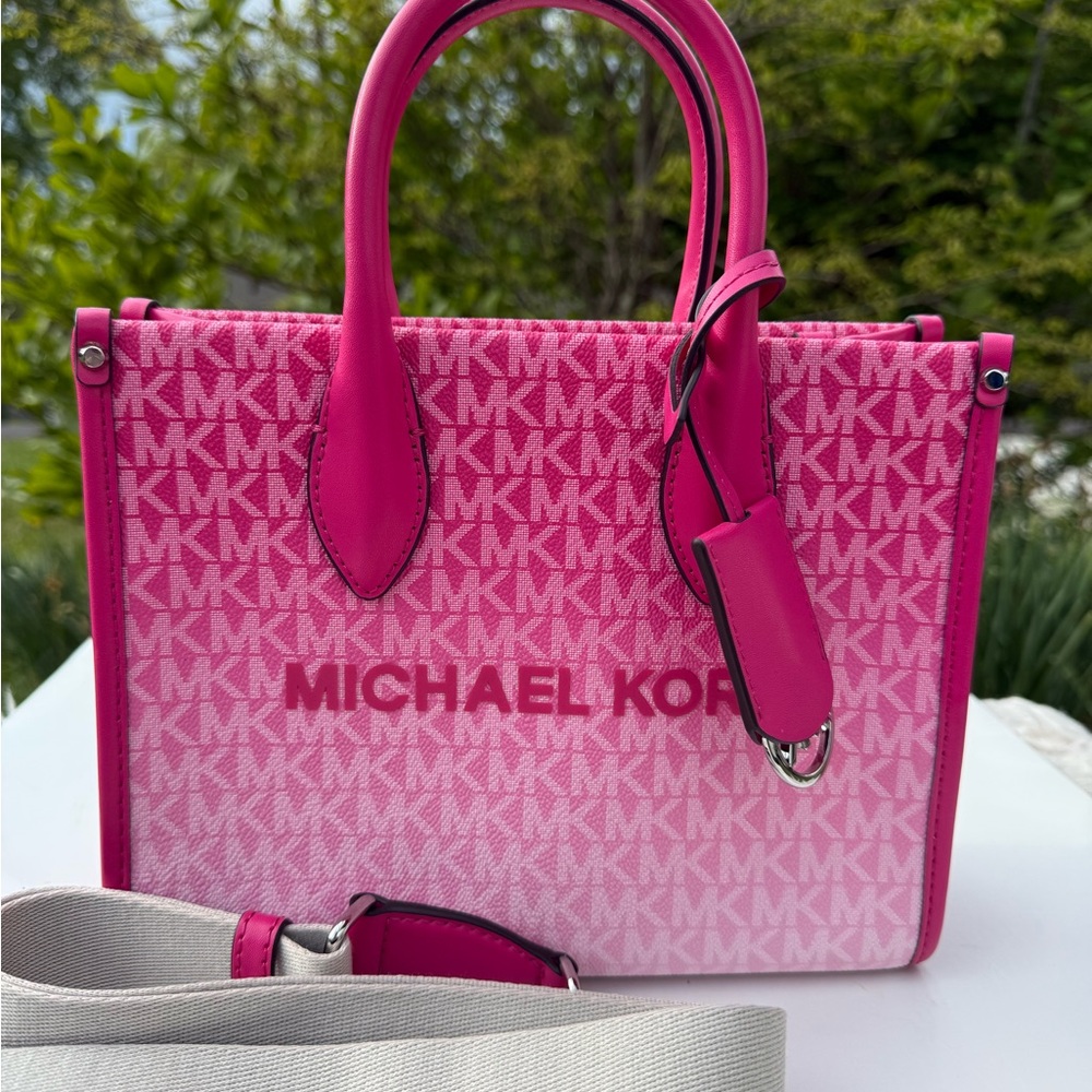 Michael kors Small Shopper TZ Tote Dragonfruit Ombré mk logo Top logo Crossbody
